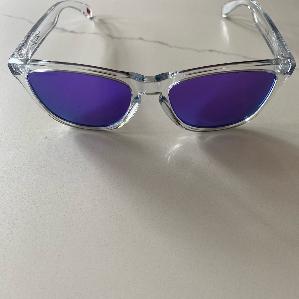 Clear Frame Sunglasses with Purple Lenses
